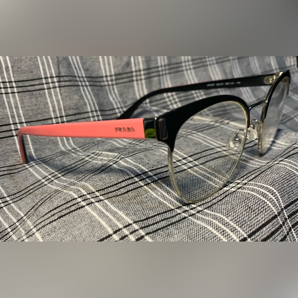 Prada Matte Black and Silver Eyeglass Frames PR 63TV size 52-19 - Picture 6 of 13